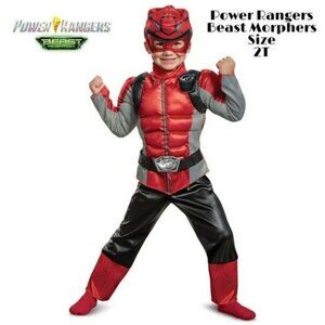 Power Rangers Beast Morphers Muscle Halloween Costume Toddler 2T Red Ranger